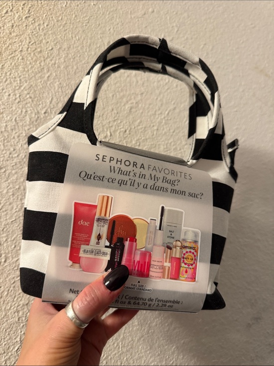 Sephora Handbags - Sephora Black and White Striped Mini Tote Bag